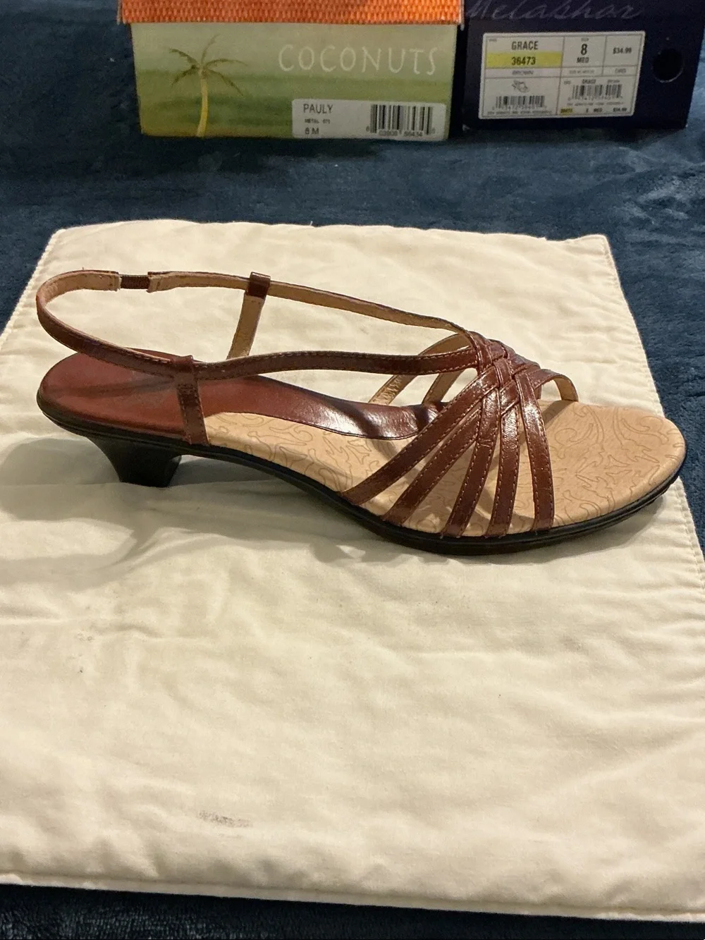 Sofft Brown Strappy Slingback Kitten Heel Sandals